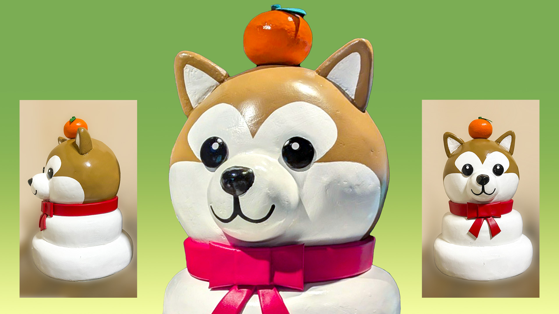 あきたいぬ鏡餅ディスプレイ